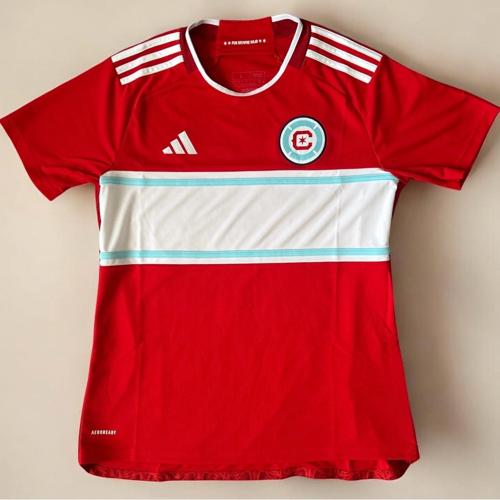 Adidas Red and White Soccer Jersey. Officially Licensed Product. MLS